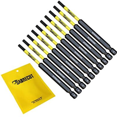 SabreCut Conjunto de 10 pontas de chave de fenda de impacto magnéticas hexagonais H3 de 89 mm, de extremidade única, resistente, compatível com Dewalt, Milwaukee, Bosch, Makita e outros SabreCut Conjunto de 10 pontas de chave de fenda de impacto magnéticas hexagonais H3 de 89 mm, de extremidade única, resistente, compatível com Dewalt, Milwaukee, Bosch, Makita e outros