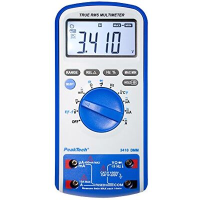PeakTech , 3410, Multímetro digital True RMS 6000 contadores com verificador de continuidade, NCV, temperatura e auto-alcance, Cat III 1000 V/ CAT IV 600 V PeakTech , 3410, Multímetro digital True RMS 6000 contadores com verificador de continuidade, NCV, temperatura e auto-alcance, Cat III 1000 V/ CAT IV 600 V