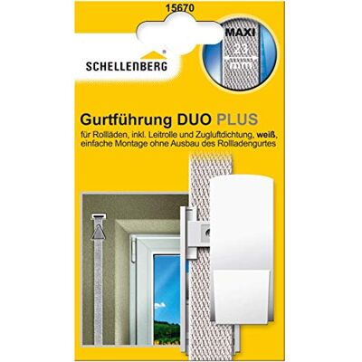 Schellenberg Guia de correia de persiana de rolo com abertura, excluidor de correntes de ar e rolo guia de fita DUO PLUS Maxi, branco Schellenberg Guia de correia de persiana de rolo com abertura, excluidor de correntes de ar e rolo guia de fita DUO PLUS Maxi, branco