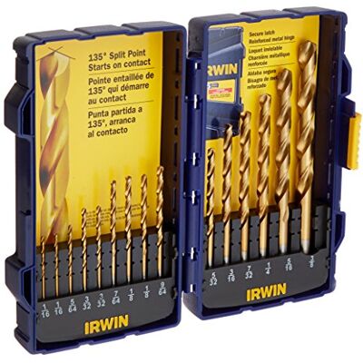 IRWIN Tools Conjunto de brocas de aço de alta velocidade com revestimento de titânio (15 peças) IRWIN Tools Conjunto de brocas de aço de alta velocidade com revestimento de titânio (15 peças)