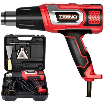 TEENO Pistola de ar quente 2000 W temperatura ajustável 80 °C 600 °C Decapadora com 8 acessórios TEENO Pistola de ar quente 2000 W temperatura ajustável 80 °C 600 °C Decapadora com 8 acessórios