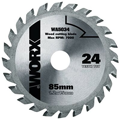 WORX Disco de corte para madeira, 24 dentes 85 mm, 1,2 x 15 mm WORX Disco de corte para madeira, 24 dentes 85 mm, 1,2 x 15 mm