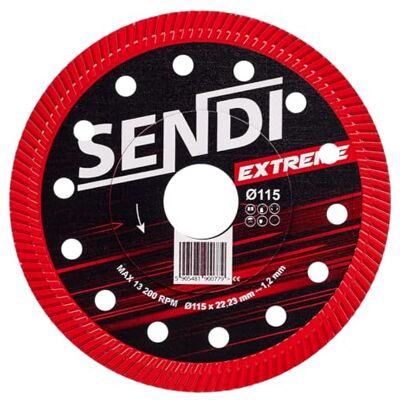 SENDI Disco de Diamante EXTREME Projetado para cortes rápidos e precisos Adequado para Porcelanato, Pasta branca, Grés, etc... Disco feito para Alicatadores e Pedreiros. (115mm) SENDI Disco de Diamante EXTREME Projetado para cortes rápidos e precisos Adequado para Porcelanato, Pasta branca, Grés, etc... Disco feito para Alicatadores e Pedreiros. (115mm)