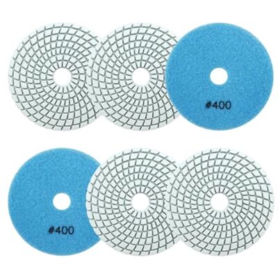 SANLEETEK Almofadas de Polimento Diamantadas Úmidas 4"/100mm 6 peças Grão 400 Discos de Polimento para Granito Mármore Pedra Artificial Quartzo para Rebarbadora Angular SANLEETEK Almofadas de Polimento Diamantadas Úmidas 4"/100mm 6 peças Grão 400 Discos de Polimento para Granito Mármore Pedra Artificial Quartzo para Rebarbadora Angular