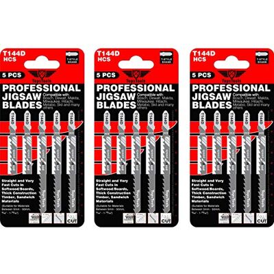 TopsTools 15 lâminas de serra de recortes T144D de corte reto e rápido, compatíveis com Bosch, Dewalt, Makita, Milwaukee e muito mais TopsTools 15 lâminas de serra de recortes T144D de corte reto e rápido, compatíveis com Bosch, Dewalt, Makita, Milwaukee e muito mais
