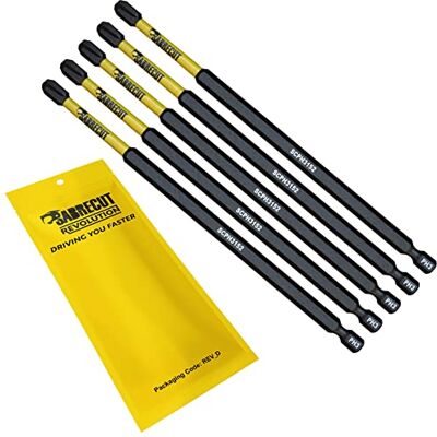 SabreCut 5 x 152 mm PH3 conjunto de pontas de chave de fenda de impacto magnético Phillips Heavy Duty compatível com Dewalt Milwaukee Bosch Makita e mais SabreCut 5 x 152 mm PH3 conjunto de pontas de chave de fenda de impacto magnético Phillips Heavy Duty compatível com Dewalt Milwaukee Bosch Makita e mais