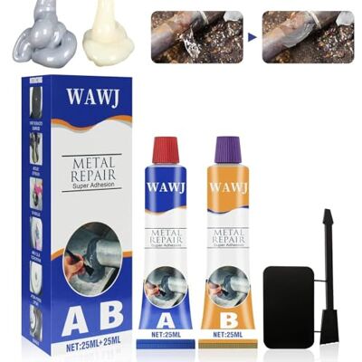 WAWJ ® Cola de metal, metal Repair Glue, pasta de reparação de metal, soldagem a frio para metal Magic Repair Glue para reparar defeitos fundição (25 ml * 2) WAWJ ® Cola de metal, metal Repair Glue, pasta de reparação de metal, soldagem a frio para metal Magic Repair Glue para reparar defeitos fundição (25 ml * 2)