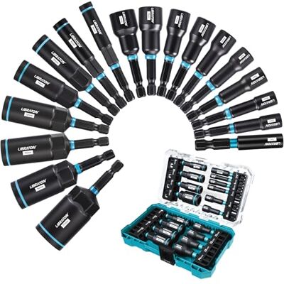 LIBRATON 18 Juego Destornilladores Magnéticos Tuercas para Taladro Impacto Métrico, chaves de fenda para porcas de 5 14 mm, profundidade de 6 17 mm, suporte de pontas, para reparação LIBRATON 18 Juego Destornilladores Magnéticos Tuercas para Taladro Impacto Métrico, chaves de fenda para porcas de 5 14 mm, profundidade de 6 17 mm, suporte de pontas, para reparação