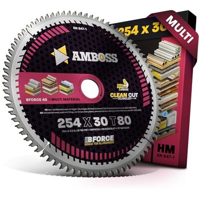 Amboss Werkzeuge Disco de serra circular 254 x 30 Z80 de dente plano com mudança de fase para corte fino e múltiplo. Disco de serra de 254 mm, compatível com Bosch GTS 10. PTS 10. PTS 100 T.GTS 254 Amboss Werkzeuge Disco de serra circular 254 x 30 Z80 de dente plano com mudança de fase para corte fino e múltiplo. Disco de serra de 254 mm, compatível com Bosch GTS 10. PTS 10. PTS 100 T.GTS 254
