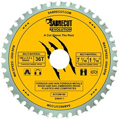 SabreCut 1 peça 180 mm 30 mm 25,4 mm 20 mm 36T disco circular TCT SabreCut 1 peça 180 mm 30 mm 25,4 mm 20 mm 36T disco circular TCT