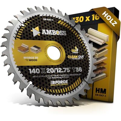 Amboss Werkzeuge Lâminas de serra circular HM 140 x 20 12,75 Z36 de dentes intercambiáveis para corte fino de madeira. Lâmina de serra de 140 mm anel redutor de 12,75 a 20 mm. ® Lâmina de serra 140 mm Amboss Werkzeuge Lâminas de serra circular HM 140 x 20 12,75 Z36 de dentes intercambiáveis para corte fino de madeira. Lâmina de serra de 140 mm anel redutor de 12,75 a 20 mm. ® Lâmina de serra 140 mm