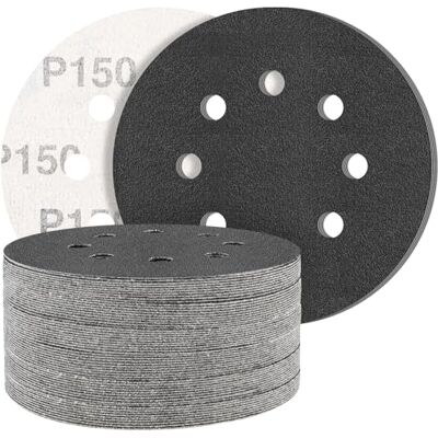 STEBRUAM Discos de lixa de 125 mm, 50 peças Hook and Loop papel de lixa abrasivos de carboneto de silicone 150 grãos para lixadeira orbital excêntrica STEBRUAM Discos de lixa de 125 mm, 50 peças Hook and Loop papel de lixa abrasivos de carboneto de silicone 150 grãos para lixadeira orbital excêntrica