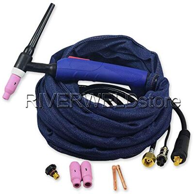 RIVERWELD Maçarico de soldadura Tig WP-17F-12R 150A completo com cabeça flexível, estilo europeu 3,8 metros RIVERWELD Maçarico de soldadura Tig WP-17F-12R 150A completo com cabeça flexível, estilo europeu 3,8 metros