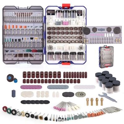 WORKPRO Kit de 698 acessórios para ferramenta rotativa Para cortar, lixar, moer, esculpir, polir, furar e gravar, compatível com ferramentas rotativas WORKPRO Kit de 698 acessórios para ferramenta rotativa Para cortar, lixar, moer, esculpir, polir, furar e gravar, compatível com ferramentas rotativas