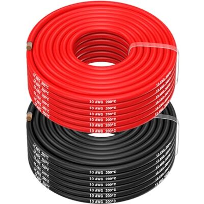 MMOBIEL 10 AWG Cabo elétrico de silicone 10 gauge (5,26 mm²) cabo cobre estanhado 2 cabos separados vermelho e preto, cada um 5 m para drones, impressoras 3D, baterias, cabos altifalante, tiras MMOBIEL 10 AWG Cabo elétrico de silicone 10 gauge (5,26 mm²) cabo cobre estanhado 2 cabos separados vermelho e preto, cada um 5 m para drones, impressoras 3D, baterias, cabos altifalante, tiras