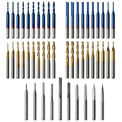 Genmitsu 50 peças carboneto de tungsténio morango CNC Router Bits, 1/8 '' Shank 2-Flute Straight Router Bits, nariz plano e moinho de ponta de bola, brocas PCB e brocas de gravação V-Groove, MC50A Genmitsu 50 peças carboneto de tungsténio morango CNC Router Bits, 1/8 '' Shank 2-Flute Straight Router Bits, nariz plano e moinho de ponta de bola, brocas PCB e brocas de gravação V-Groove, MC50A