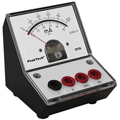 PeakTech , Amperimetro/amperímetro analógico/medidor com escala de espelho 0 ... 50 mA/ 500 mA/ 5A DC PeakTech , Amperimetro/amperímetro analógico/medidor com escala de espelho 0 ... 50 mA/ 500 mA/ 5A DC