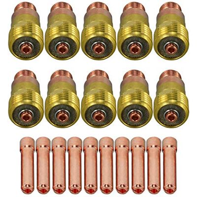RIVERWELD TIG Lente de gás rechonada 17GL332 2,4 mm 10N24S kit de pinça TIG compatível com DB SR tocha de soldagem TIG 20 peças RIVERWELD TIG Lente de gás rechonada 17GL332 2,4 mm 10N24S kit de pinça TIG compatível com DB SR tocha de soldagem TIG 20 peças