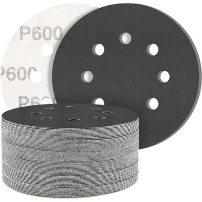 STEBRUAM Discos de lixa de 125 mm, 50 peças Hook and Loop papel de lixa abrasivos de carboneto de silicone 600 grãos para lixadeira orbital excêntrica STEBRUAM Discos de lixa de 125 mm, 50 peças Hook and Loop papel de lixa abrasivos de carboneto de silicone 600 grãos para lixadeira orbital excêntrica
