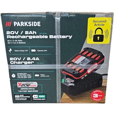 Parkside PAP 20 A1+ Carregador PLG20 A1, bateria de iões de lítio potente de 2 Ah com 3 fases (todas as ferramentas da série 20 V Team Power Tool vem com tomada britânica) Parkside PAP 20 A1+ Carregador PLG20 A1, bateria de iões de lítio potente de 2 Ah com 3 fases (todas as ferramentas da série 20 V Team Power Tool vem com tomada britânica)