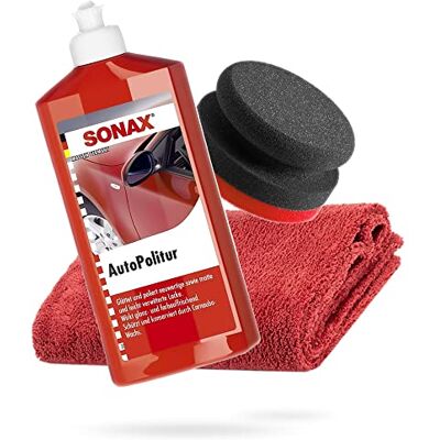 detailmate SONAX Handpolier Bundle Sonax Brilhante de carro para pinturas coloridas e metalizadas, 500 ml, esponja de polimento de mão dura, diâmetro de 90/50 mm, camurça de microfibra sem ponta detailmate SONAX Handpolier Bundle Sonax Brilhante de carro para pinturas coloridas e metalizadas, 500 ml, esponja de polimento de mão dura, diâmetro de 90/50 mm, camurça de microfibra sem ponta