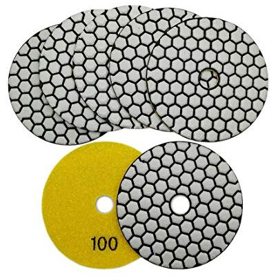 SHDIATOOL Diamante almofada de polimento 7 peças grão 100 para polimento seco mármore granito pedra cerâmica dia 100 mm / 4 polegadas SHDIATOOL Diamante almofada de polimento 7 peças grão 100 para polimento seco mármore granito pedra cerâmica dia 100 mm / 4 polegadas