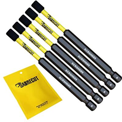 SabreCut 5 x 89 mm H6 Conjunto de pontas de chave de fenda de impacto magnético hexagonal de uma só extremidade para trabalho pesado compatível com Dewalt Milwaukee Bosch Makita e outros SabreCut 5 x 89 mm H6 Conjunto de pontas de chave de fenda de impacto magnético hexagonal de uma só extremidade para trabalho pesado compatível com Dewalt Milwaukee Bosch Makita e outros
