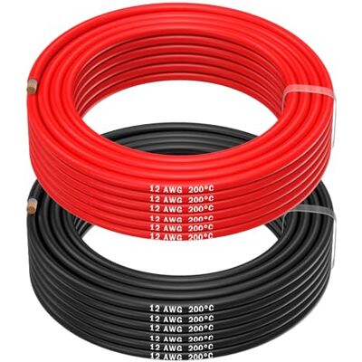 MMOBIEL 12 AWG Cabo elétrico de silicone 12 gauge (3,31 mm²) cabo cobre estanhado 2 cabos separados vermelho e preto, cada um 2,5 m para drones, impressoras 3D, baterias, cabos altifalante, tiras MMOBIEL 12 AWG Cabo elétrico de silicone 12 gauge (3,31 mm²) cabo cobre estanhado 2 cabos separados vermelho e preto, cada um 2,5 m para drones, impressoras 3D, baterias, cabos altifalante, tiras