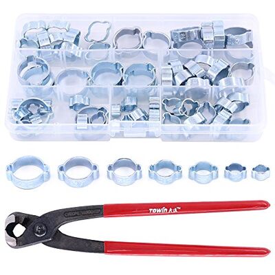 Glarks 70 peças banhado a zinco duplo ouvido braçadeira de mangueira de combustível com padrão mandíbula pinças kit Glarks 70 peças banhado a zinco duplo ouvido braçadeira de mangueira de combustível com padrão mandíbula pinças kit