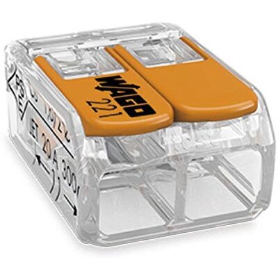 WAGO -COMPACT 221 Terminal de conexão de 2 condutores com alavancas de operação (25 peças) WAGO -COMPACT 221 Terminal de conexão de 2 condutores com alavancas de operação (25 peças)