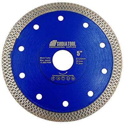 SHDIATOOL Disco de corte de diamante de 125 mm com X malha Turbo folha para azulejos de mármore granito cerâmica (5 polegadas) SHDIATOOL Disco de corte de diamante de 125 mm com X malha Turbo folha para azulejos de mármore granito cerâmica (5 polegadas)