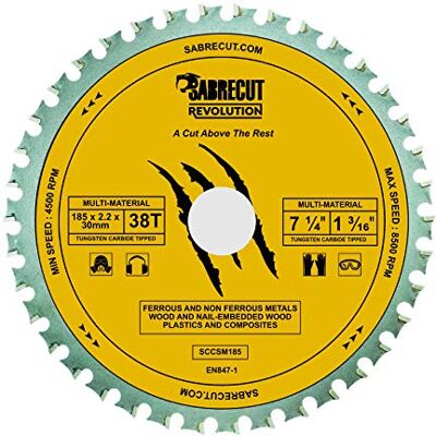 SabreCut 1 unidade SCCSM185_38 185 mm 30 mm 25,4 mm 20 mm 38T disco circular TCT SabreCut 1 unidade SCCSM185_38 185 mm 30 mm 25,4 mm 20 mm 38T disco circular TCT