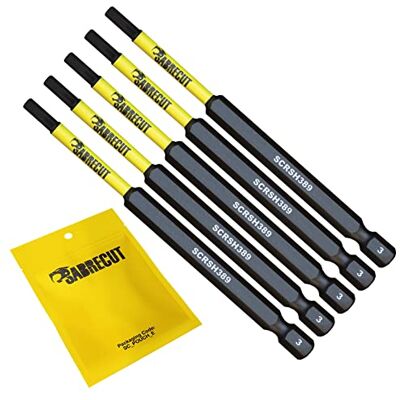 SabreCut 5 x Conjunto de pontas de chave de fenda de impacto magnético hexagonal H3 de 89 mm de uma só extremidade resistentes compatíveis com Dewalt Milwaukee Bosch Makita e outros SabreCut 5 x Conjunto de pontas de chave de fenda de impacto magnético hexagonal H3 de 89 mm de uma só extremidade resistentes compatíveis com Dewalt Milwaukee Bosch Makita e outros