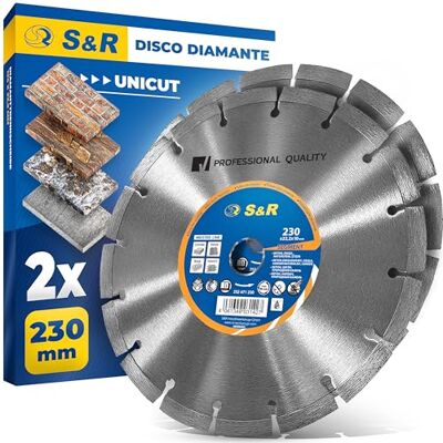 S&R Disco Cortador Diamante Rebarbadora 230 mm Betão, Pedra, Tijolos. Conjunto 2 Discos Turbo Diamantados Universais S&R Disco Cortador Diamante Rebarbadora 230 mm Betão, Pedra, Tijolos. Conjunto 2 Discos Turbo Diamantados Universais