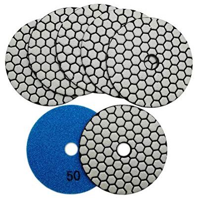 SHDIATOOL Diamante almofada de polimento 7 peças grão 50 para polimento seco mármore granito pedra cerâmica dia 100 mm / 4 polegadas SHDIATOOL Diamante almofada de polimento 7 peças grão 50 para polimento seco mármore granito pedra cerâmica dia 100 mm / 4 polegadas
