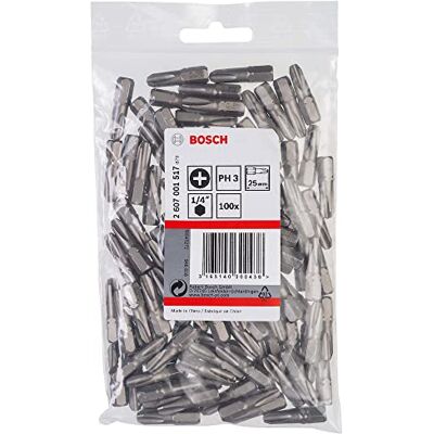 Bosch 2 607 001 517 Ponta de aparafusar extra dura PH 3, 25 mm (embalagem de 100) Bosch 2 607 001 517 Ponta de aparafusar extra dura PH 3, 25 mm (embalagem de 100)