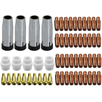 RIVERWELD Conjunto de bicos de gás, de corrente e suportes de ponta para 24 KD MB24 MIG MAG, soldadas, 59 unidades RIVERWELD Conjunto de bicos de gás, de corrente e suportes de ponta para 24 KD MB24 MIG MAG, soldadas, 59 unidades