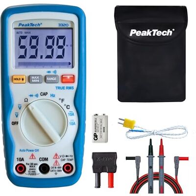 PeakTech 3320 – Multímetro digital RMS NCV com alarme de vibração, 6000 contas, portátil, voltímetro, alcance automático, testador de continuidade, medição, corrente CAT III 600 V PeakTech 3320 – Multímetro digital RMS NCV com alarme de vibração, 6000 contas, portátil, voltímetro, alcance automático, testador de continuidade, medição, corrente CAT III 600 V