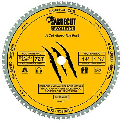 SabreCut 1 unidade SCCSM355_72 355 mm 30 mm 25,4 mm 20 mm 72T disco circular TCT SabreCut 1 unidade SCCSM355_72 355 mm 30 mm 25,4 mm 20 mm 72T disco circular TCT