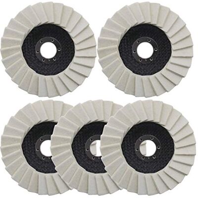 OTOTEC 5 unidades. Roda de polimento de feltro de lã, disco de feltro de lapela entada de 5 polegadas / 125 mm para triturador angular de metal de vidro OTOTEC 5 unidades. Roda de polimento de feltro de lã, disco de feltro de lapela entada de 5 polegadas / 125 mm para triturador angular de metal de vidro