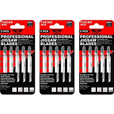 TopsTools 15 lâminas de serra de recortes T101AO de cortes retos e curvos compatíveis com Bosch Dewalt Makita Milwaukee e muito mais TopsTools 15 lâminas de serra de recortes T101AO de cortes retos e curvos compatíveis com Bosch Dewalt Makita Milwaukee e muito mais
