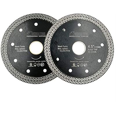 SHDIATOOL Disco de diamante 2 unidades 115 mm com malha Turbo para porcelana azulejo cerâmica granito mármore SHDIATOOL Disco de diamante 2 unidades 115 mm com malha Turbo para porcelana azulejo cerâmica granito mármore
