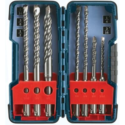 Bosch Conjunto profissional de 7 brocas de martelo rotativo SDS-plus com ponta de carboneto com caixa de armazenamento , cinzento Bosch Conjunto profissional de 7 brocas de martelo rotativo SDS-plus com ponta de carboneto com caixa de armazenamento , cinzento
