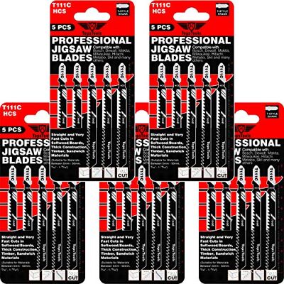 TopsTools 25 lâminas de serra de recortes T111C compatíveis com Bosch Dewalt Makita Milwaukee e muito mais TopsTools 25 lâminas de serra de recortes T111C compatíveis com Bosch Dewalt Makita Milwaukee e muito mais
