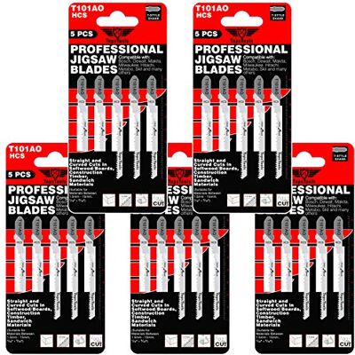 TopsTools 25 lâminas de serra de recortes T101AO de cortes retos e curvos compatíveis com Bosch Dewalt Makita Milwaukee e muito mais TopsTools 25 lâminas de serra de recortes T101AO de cortes retos e curvos compatíveis com Bosch Dewalt Makita Milwaukee e muito mais