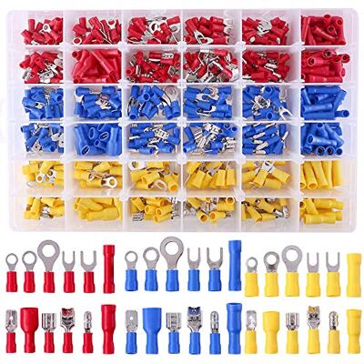 Glarks 540 unidades 22-16 / 16-14 / 12-10 Gauge Mixed Quick Disconnect Electrical Insulated Butt Bullet Spade Fork Ring Solderless Crimp Terminals Connectors Assortment Kit by Glarks 540 unidades 22-16 / 16-14 / 12-10 Gauge Mixed Quick Disconnect Electrical Insulated Butt Bullet Spade Fork Ring Solderless Crimp Terminals Connectors Assortment Kit by