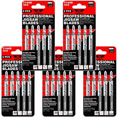 TopsTools 25 lâminas de serra de recortes T144D de corte reto e rápido, compatíveis com Bosch, Dewalt, Makita, Milwaukee e muito mais TopsTools 25 lâminas de serra de recortes T144D de corte reto e rápido, compatíveis com Bosch, Dewalt, Makita, Milwaukee e muito mais