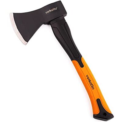 MIVOS Machado pequeno de 600 g com cabo de fibra de vidro e folha de aço carbono machado de mão para jardim e floresta machado de tala universal com cabo de borracha mini machado MIVOS Machado pequeno de 600 g com cabo de fibra de vidro e folha de aço carbono machado de mão para jardim e floresta machado de tala universal com cabo de borracha mini machado