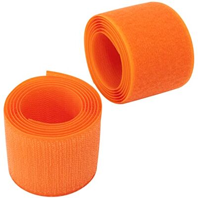 AERZETIX Fita/rolo de scratch 50mm 1 metro de auto-aderência organizador/sujetador de cabos tira de fixação para bolsas, peças, correias cor: laranja em poliamida e poliéster AERZETIX Fita/rolo de scratch 50mm 1 metro de auto-aderência organizador/sujetador de cabos tira de fixação para bolsas, peças, correias cor: laranja em poliamida e poliéster