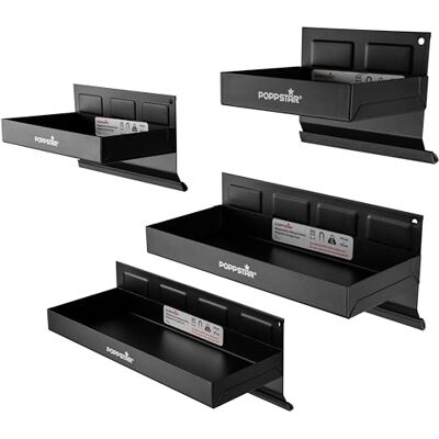 POPPSTAR 4 prateleiras magnéticas, vários tamanhos: 150 mm, 210 mm, 270 mm, 310 mm, material: aço, cor: preto POPPSTAR 4 prateleiras magnéticas, vários tamanhos: 150 mm, 210 mm, 270 mm, 310 mm, material: aço, cor: preto